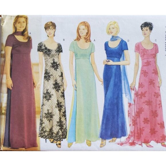 Vintage 90s Butterick Pattern 5368 Uncut Evening Length Dress A Line Sz 6 8 10 - Picture 1 of 3